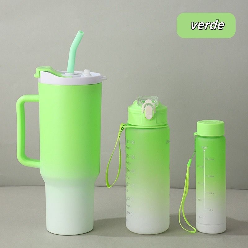 Kit 3 Garrafa Copo Agua Squeeze C/ Adesivos Lembretes